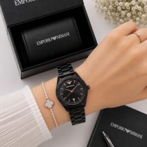 Emporio Armani Full Black Fancy Beautiful Ladies Watch 2