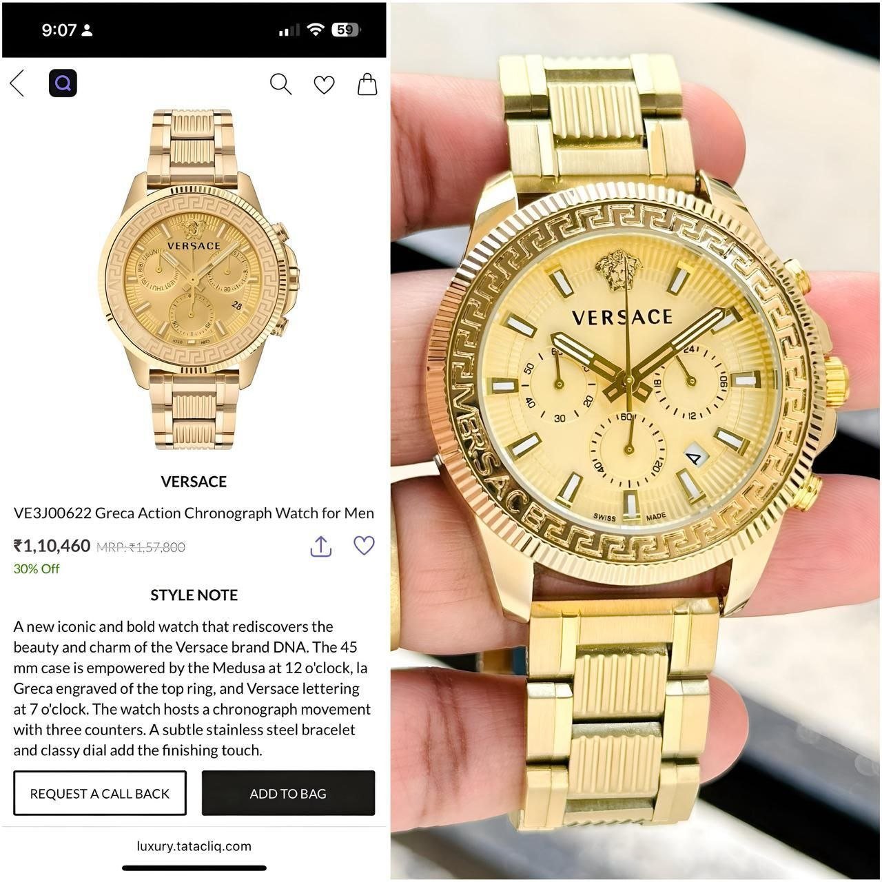 Versace Greca Action Iconic Luxury Cronogrpaph Watch 2