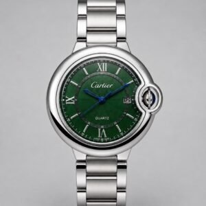 Cartier Steel Green Dial Premium Quality Men Watch 819