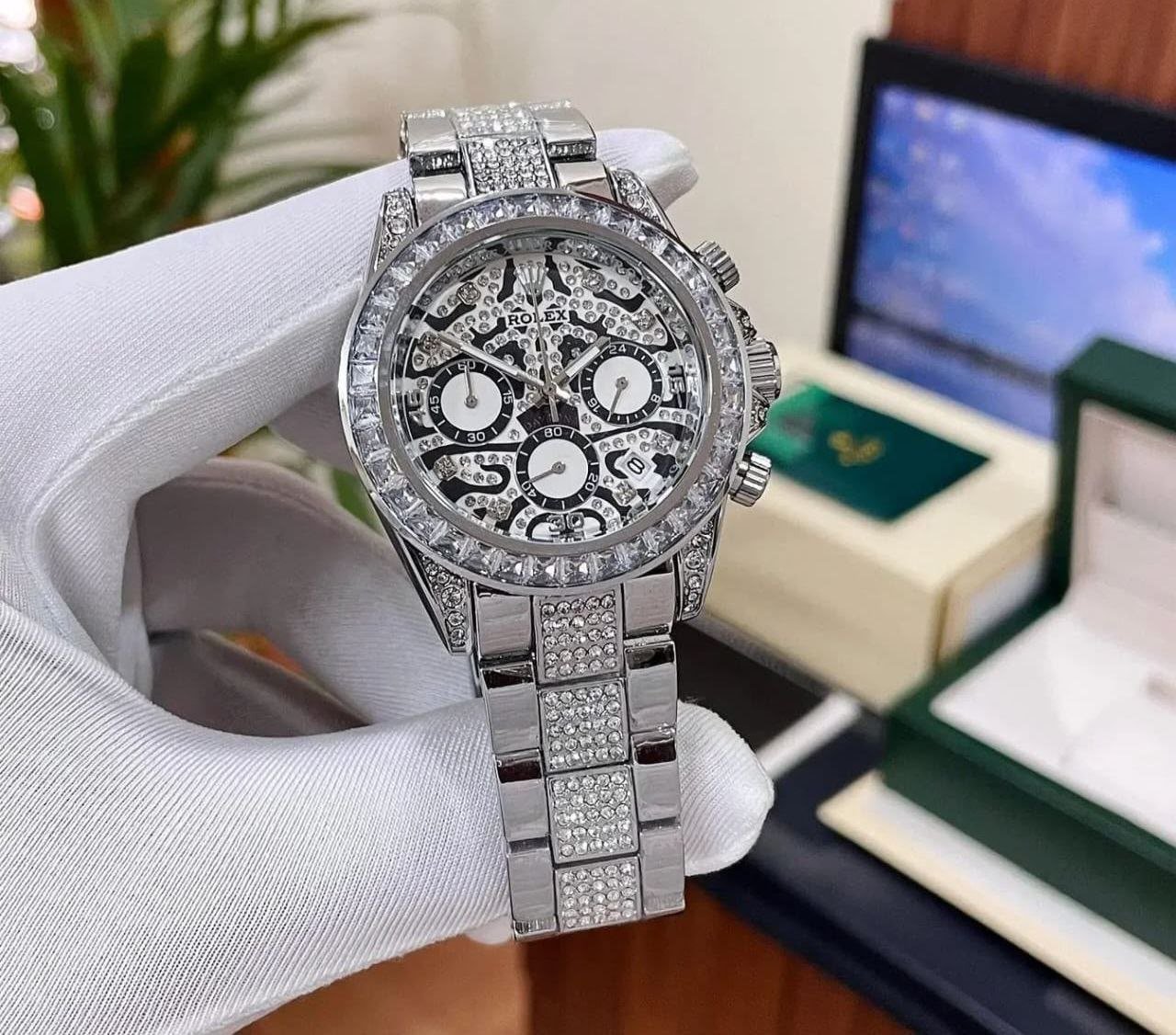 Rolex Daytona Fully Diamond Emossed 7AA High Quality Men's Watch 215 - Image 2