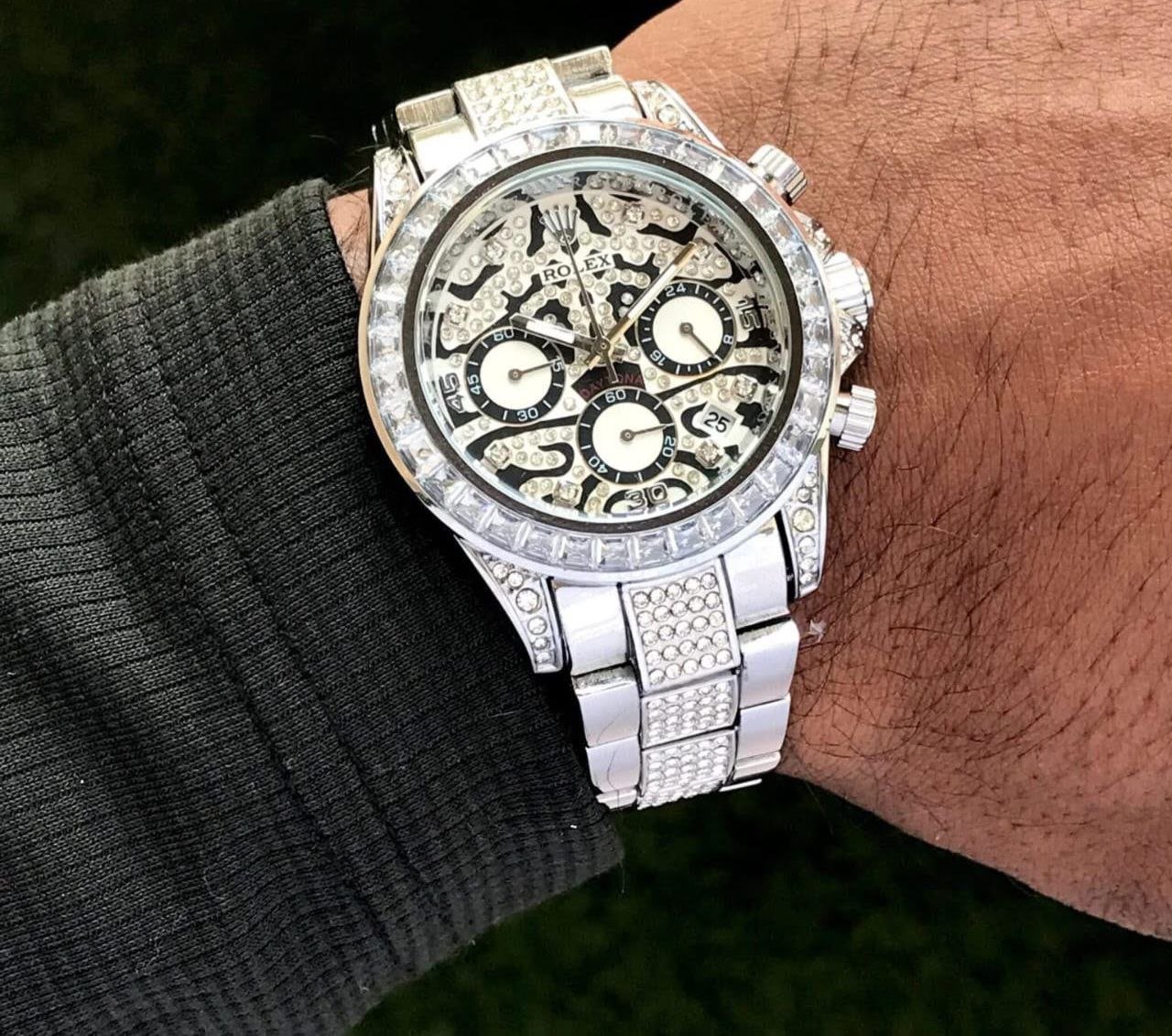 Rolex Daytona Fully Diamond Emossed 7AA High Quality Men's Watch 215 - Image 4