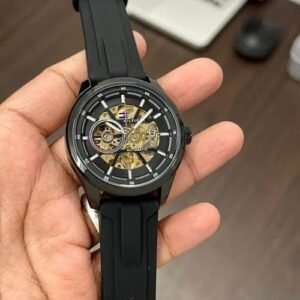 Tommy Hilfiger Black Rubber Strap Automatic Watch 15