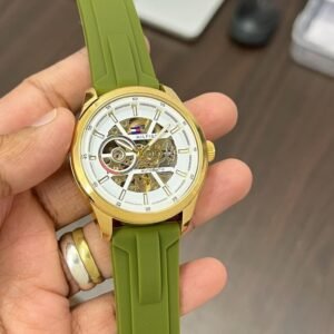 Tommy Hilfiger Green Rubber Strap Automatic Watch 17