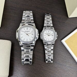 patek philippe Steel White Dial Premium Couple Watch Set 3