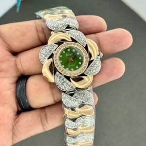 Dior Dual Tone Green Dial Flower Pattern Fancy Beautiful Ladies Watch 11