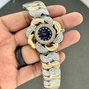 Dior Dual Tone Blue Dial Flower Pattern Fancy Beautiful Ladies Watch 13