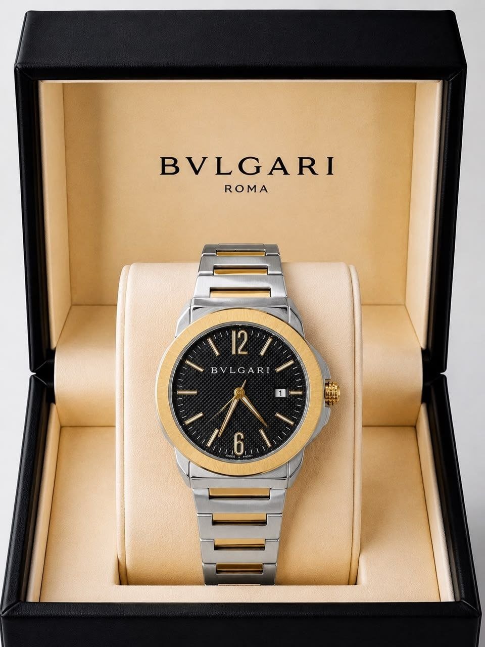 Bvlgari Dual Tone Black Dial Premium Quality Men's Watch 179