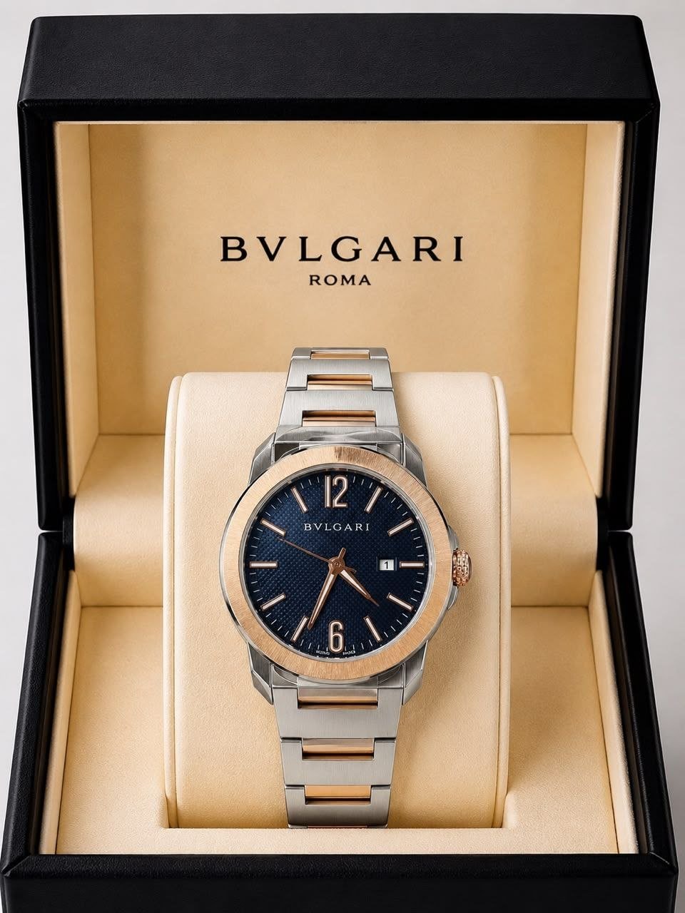 Bvlgari Dual Tone Blue Dial Premium Quality Men's Watch 180