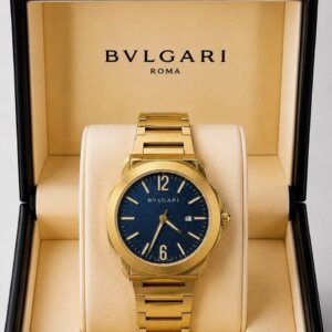 Bvlgari Golden Blue Dial Premium Quality Men's Watch 183
