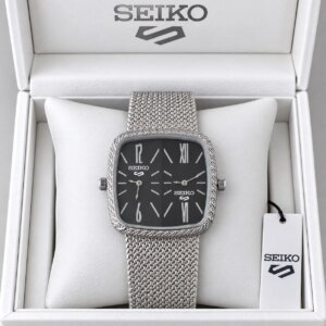 Seiko Steel Black Dial Dual Time Premuim High Quality Men's Watch 261