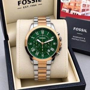 Fossil Chronograph Dual Tone Green Dial Premium High Quality Men's Watch 506