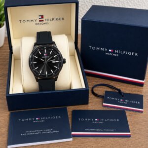 Tommy Hilfiger Full Black Rubber Strap Decent Men's Watch 18
