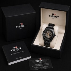 Tissot Premium Quality Open Heart Full Black Automatic Men's Watch 602