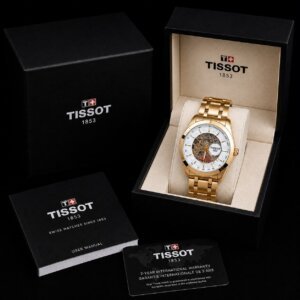 Tissot Premium Quality Open Heart Golden White Dial Automatic Men's Watch 603