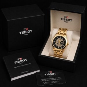 Tissot Premium Quality Open Heart Golden Black Dial Automatic Men's Watch 605