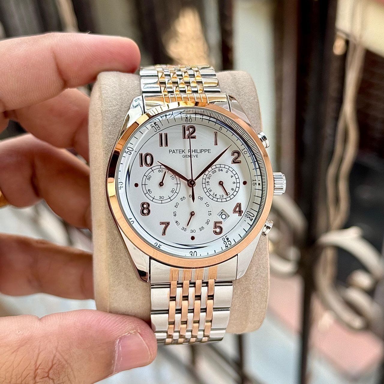 Patek Phillipe Chronograph Dual Tone White Dial High Quality Men's Watch 259