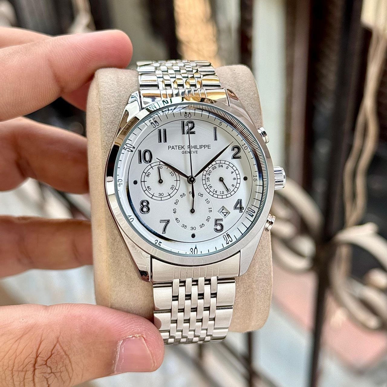 Patek Phillipe Chronograph Steel White Dial High Quality Men's Watch 260