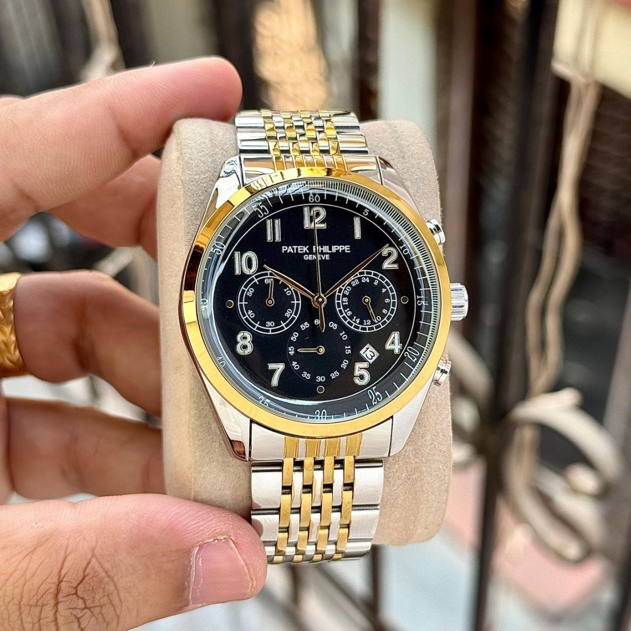 Patek Phillipe Chronograph Dual Tone Black Dial High Quality Men's Watch 265