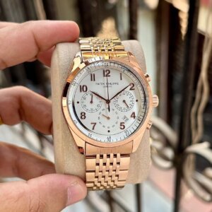 Patek Phillipe Chronograph Rose Gold White Dial High Quality Men's Watch 266