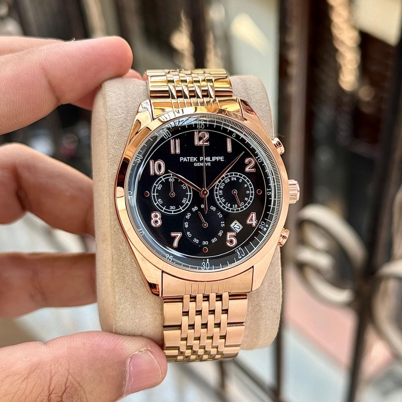 Patek Phillipe Chronograph Rose Gold Black Dial High Quality Men's Watch 267